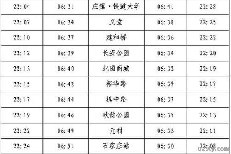 石家庄2号线地铁站时间表