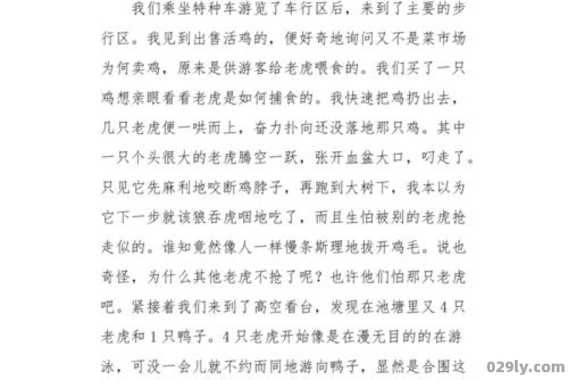 游东北虎林园四年级作文