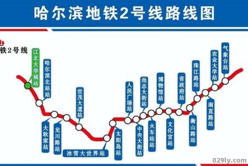 哈尔滨地铁二号线全程线路