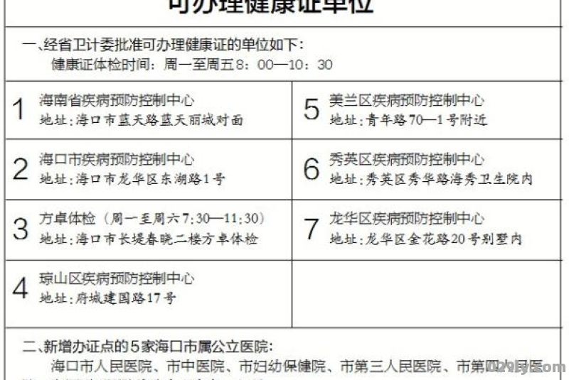 新区健康证在哪办