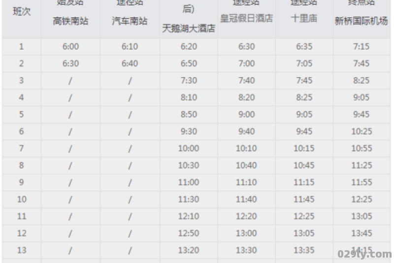 合肥机场大巴时刻表,1、2、3、4、5号线时刻表