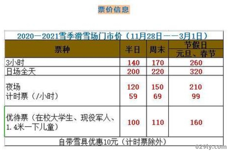 2020-2021天定山滑雪场门票价格及开放时间