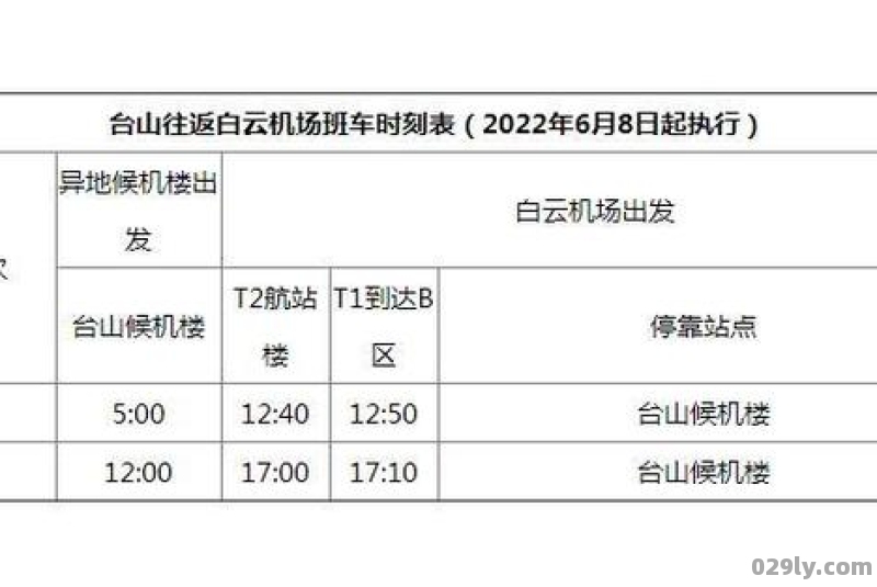 2022台山往返白云机场大巴时刻表最新