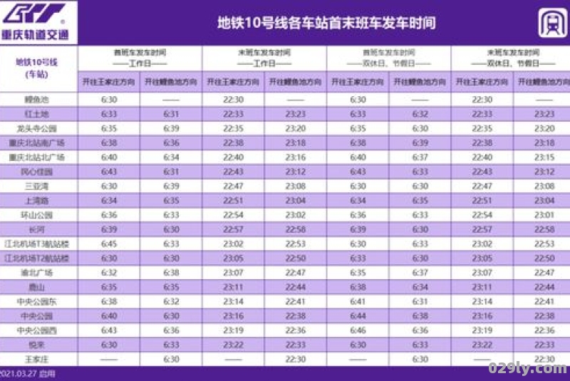 重庆地铁1号线运营时间