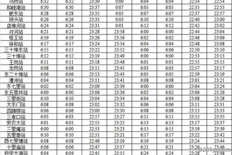 合肥地铁2号线运营时间表
