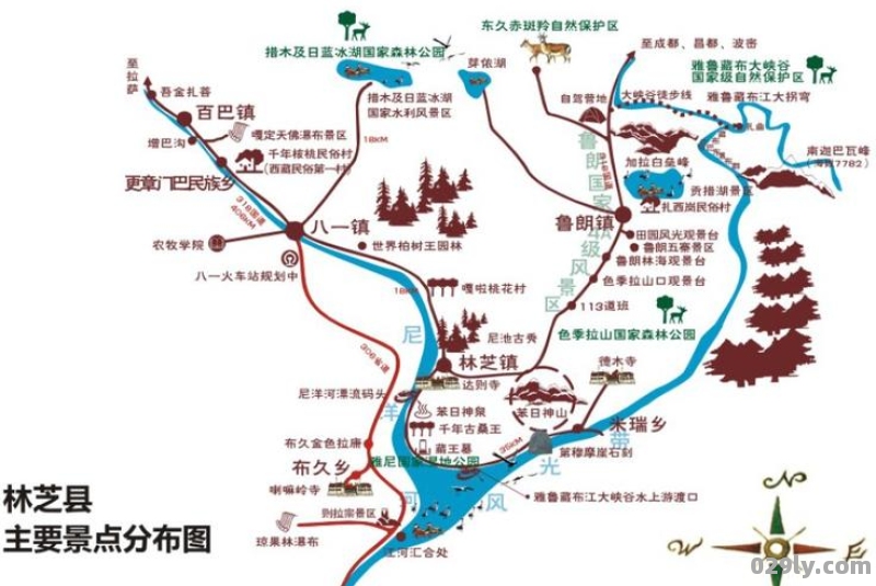 林芝旅游景点线路图（林芝旅游景区图）