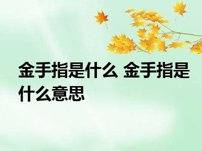 金手指（金手指是什么意思啊）