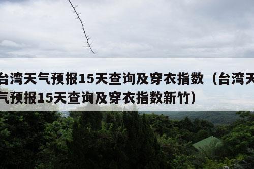 台湾天气预报15天查询及穿衣指数（台湾天气预报15天查询及穿衣指数新竹）